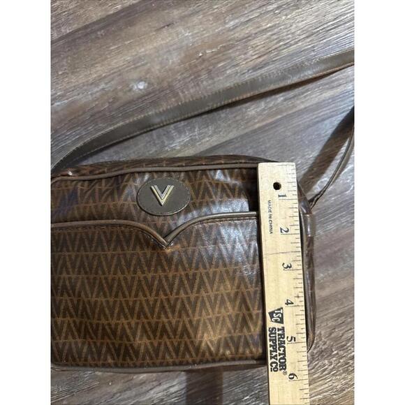 MARIO VALENTINO V Logo Shoulder Cross Body Bag PVC Leather Brown 7625L - Picture 3 of 15